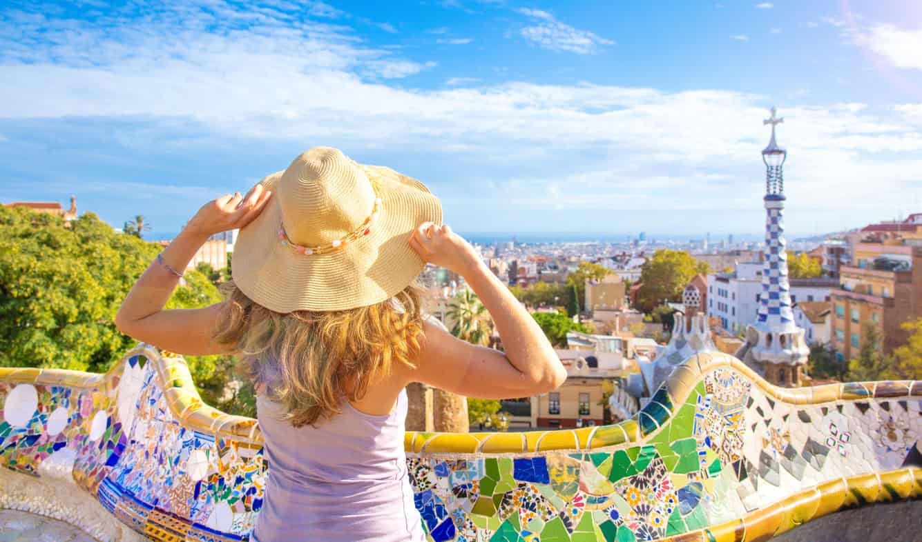 tour tourism in Barcelona, Guell park city landscape view in Spain -What to Wear in Barcelona Summer: Hot Weather, Cool Looks