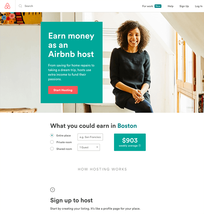 airbnb landing page example